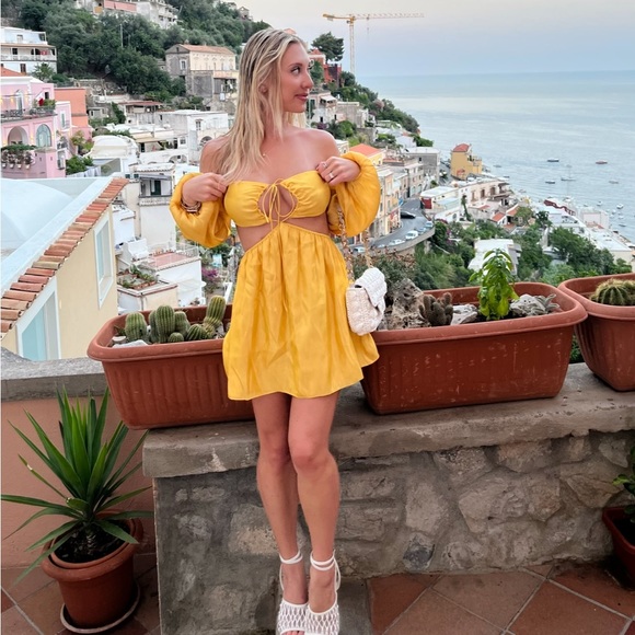 WORN ONCE IN PERFECT CONDITION yellow mini dress - Picture 7 of 7